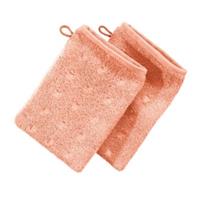 Möve Waschhandschuh 2er-Pack Quadretti apricot