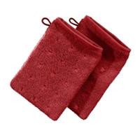 Möve Waschhandschuh 2er-Pack Quadretti rot