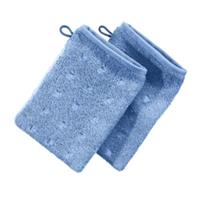 Möve Waschhandschuh 2er-Pack Quadretti hellblau