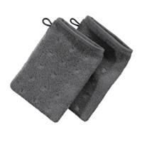 Möve Waschhandschuh 2er-Pack Quadretti graphit