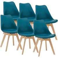[EN.CASA] Esszimmerstuhl Dubrovnik 6er Set 81x49 cm Türkis PU-Kunstleder