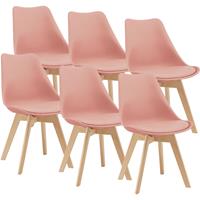 [EN.CASA] Esszimmerstuhl Dubrovnik 6er Set 81x49 cm Rosé PU-Kunstleder