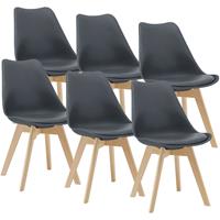 [EN.CASA] Esszimmerstuhl Dubrovnik 6er Set 81x49 cm Grau PU-Kunstleder