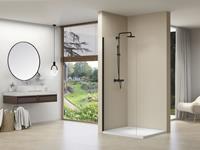 Van Rijn ST01 vaste wand met helder glas 50x200cm zwart mat