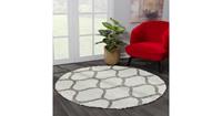 Madrid Impression  Shaggy Rond Design Vloerkleed Creme Hoogpolig- 120 CM ROND