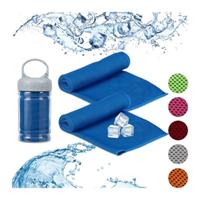 Relaxdays 2 x Kühlendes Handtuch Sportkühltücher blau Kühlhandtuch Fitness Cooling Towel