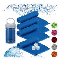 Relaxdays 4 x Kühlendes Handtuch Cooling Towel Kühlhandtuch Kühltücher Sport Hals blau