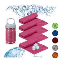 Relaxdays 4 x Kühlendes Handtuch pink, Ice Towel Kühlhandtuch Sport, Kühltücher Set Yoga