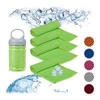 Relaxdays 4 x Kühlendes Handtuch Kühlhandtücher Kühltuch Sportlerhandtuch Mikrofaser grün