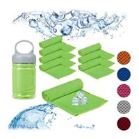 Relaxdays 8 x Kühlendes Handtuch, Kühlhandtuch Yoga Handtuch, Kühltuch Fitness Sport grün