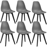 [EN.CASA] Esszimmerstuhl Brevik 6er Set 83x54x48 cm Grau/Schwarz