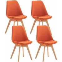CLP 4er Set Esszimmerstuhl Linares-orange-Stoff