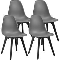 [EN.CASA] Esszimmerstuhl Brevik 4er Set 83x54x48 cm Grau/Schwarz