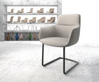 DELIFE Esszimmerstuhl Pejo-Flex Hellgrau Stripes Freischwinger rund schwarz