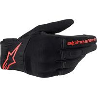 Alpinestars Copper Glove, Motorhandschoenen zomer, Zwart-Rood Fluo