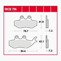 TRW Lucas Bremsbeläge organisch MCB796  76,7/94,4x41,9/42,1x