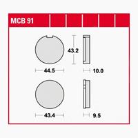 TRW Lucas Bremsbeläge organisch MCB91  44,5/43,4x43,2x10/9,5