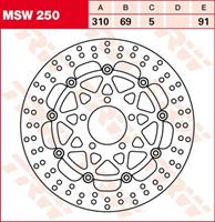 TRW MSW Zwevende remschijf, voor de moto, MSW250