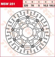 TRW MSW Zwevende remschijf, voor de moto, MSW251