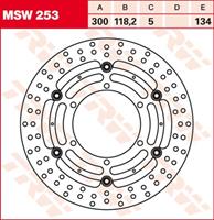 TRW MSW Zwevende remschijf, voor de moto, MSW253