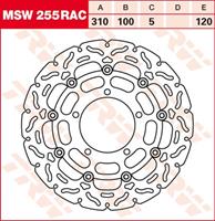 TRW MSW zwevende remschijf RAC design, voor de moto, MSW255RAC