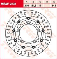 TRW MSW Zwevende remschijf, voor de moto, MSW259
