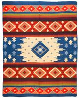 EcuaFina Alpaca deken native Quilotoa Blauw 195 cm x 235 cm