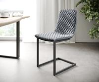 DELIFE 4-er-Set-Esszimmerstuhl Novi-Adesso Grau Samt Freischwinger