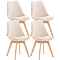 CLP 4er Set Esszimmerstuhl Linares-beige-Samt