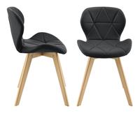 [EN.CASA] Esszimmerstuhl Älmhult 2-er Set 81x57 cm Kunstleder Schwarz