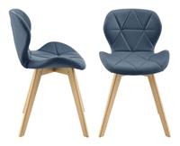 [EN.CASA] Esszimmerstuhl Älmhult 2-er Set 81x57 cm Kunstleder Blau