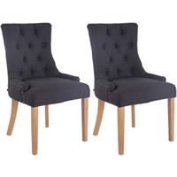 CLP 2er Set Esszimmerstuhl Aberdeen Stoff-schwarz-Antik-Hell