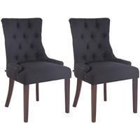 CLP 2er Set Esszimmerstuhl Aberdeen Stoff-schwarz-Antik