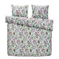 Comfort dekbedovertrek Pippa - groen/roze - 200x200/220 cm