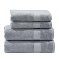 home24 twentyfour Handtuch-Set Deluxe 4-teilig Lichtgrau Baumwollstoff Modern
