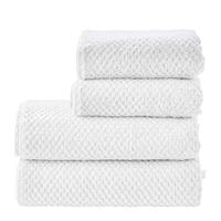 home24 twentyfour Handtuch Prov Honeycomb I 4-teilig Weiß Baumwollstoff Modern 140x70 cm (BxT)