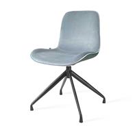 Nolon Nola zwart draaibare eetkamerstoel - Velvet zitting soft blue
