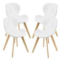 [EN.CASA] Esszimmerstuhl Älmhult 4-er Set 81x57 cm Kunstleder Weiß