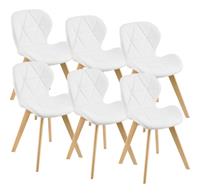 [EN.CASA] Esszimmerstuhl Älmhult 6-er Set 81x57 cm Kunstleder Weiß