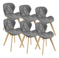 [EN.CASA] Esszimmerstuhl Älmhult 6-er Set 81x57 cm Kunstleder Grau