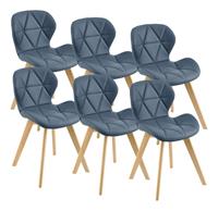 [EN.CASA] Esszimmerstuhl Älmhult 6-er Set 81x57 cm Kunstleder Blau