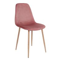House Nordic Moderne Fluwelen Stockholm Eettafelstoel Roze - Bruine Poten - L50CM / B47CM / H88CM