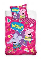 Peppa Pig dekbedovertrek 140 x 200 cm katoen paars 2 delig