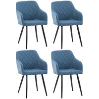 CLP 4er Set Esszimmerstuhl Shila-blau-Stoff