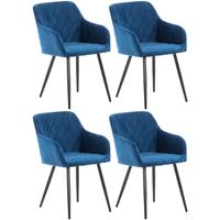 CLP 4er Set Esszimmerstuhl Shila-blau-Samt