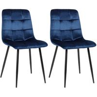 CLP 2er Set Esszimmerstuhl Tilde-blau-Samt