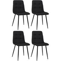 CLP 4er Set Esszimmerstuhl Tilde-schwarz-Stoff
