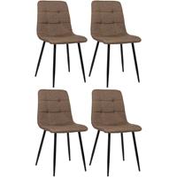 CLP 4er Set Esszimmerstuhl Tilde-braun-Stoff