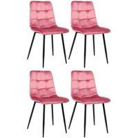 CLP 4er Set Esszimmerstuhl Tilde-pink-Samt