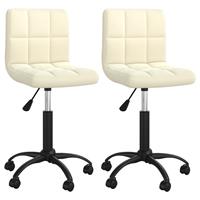 vidaXL Esszimmerstühle 2 Stk. Drehbar Creme Samt 